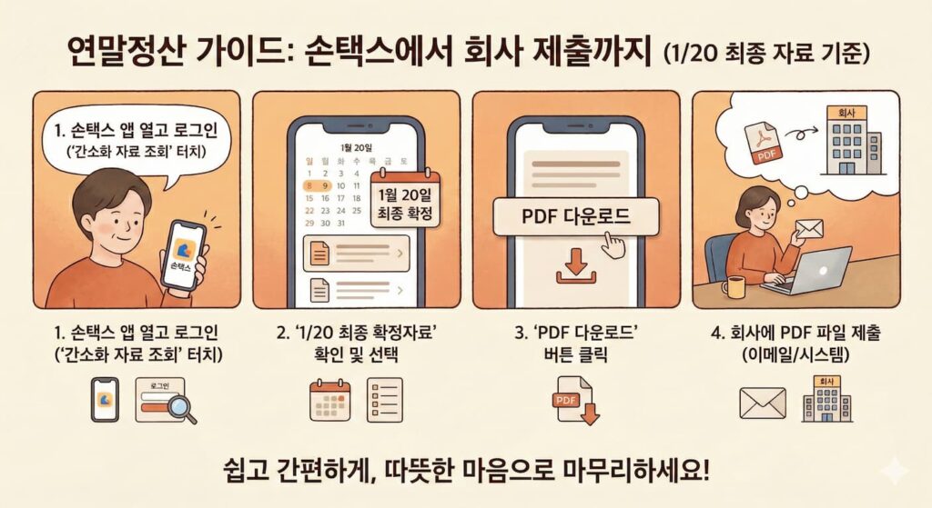 홈택스/손택스 모바일 제출 10분 루트(연말정산 간소화 PDF 내려받기)