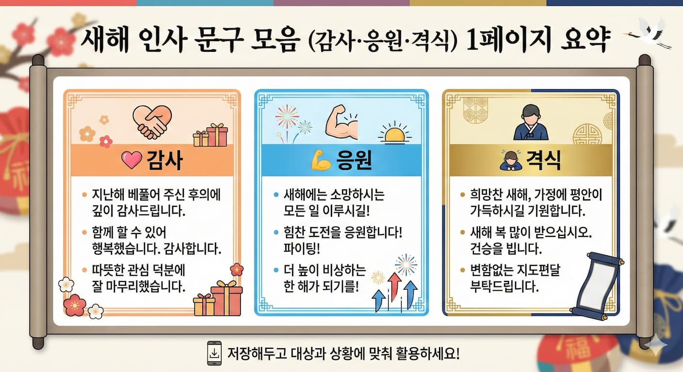 새해인사 문구 모음 감사 응원 격식 1페이지 요약