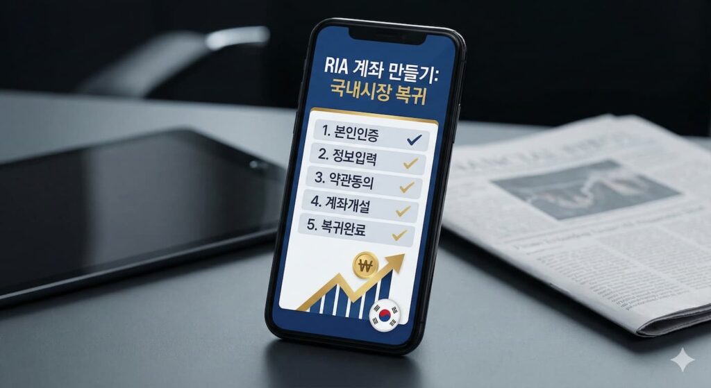 RIA 계좌 만들기 모바일 5단계 체크리스트(국내시장 복귀계좌)