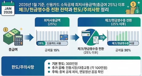 신용카드 소득공제 체크카드 현금영수증 비율 25% 이후 전환 공식
