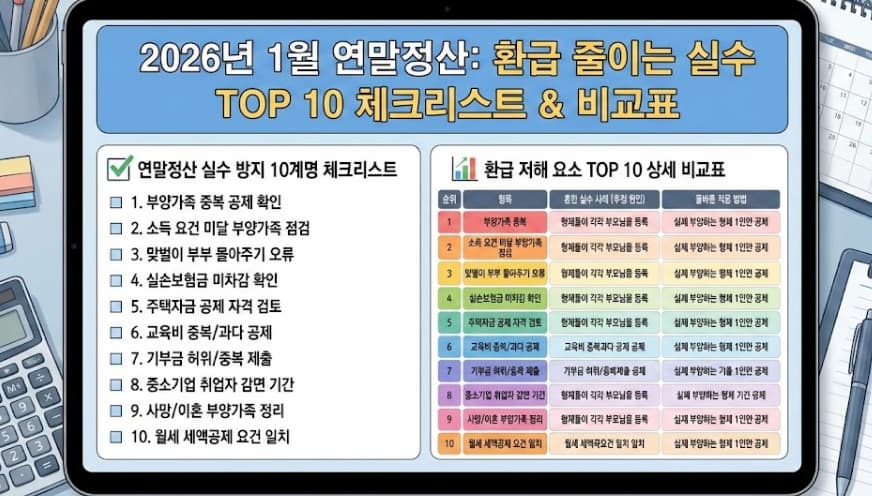 연말정산 실수 TOP10 체크리스트로 환급액 놓치지 않기