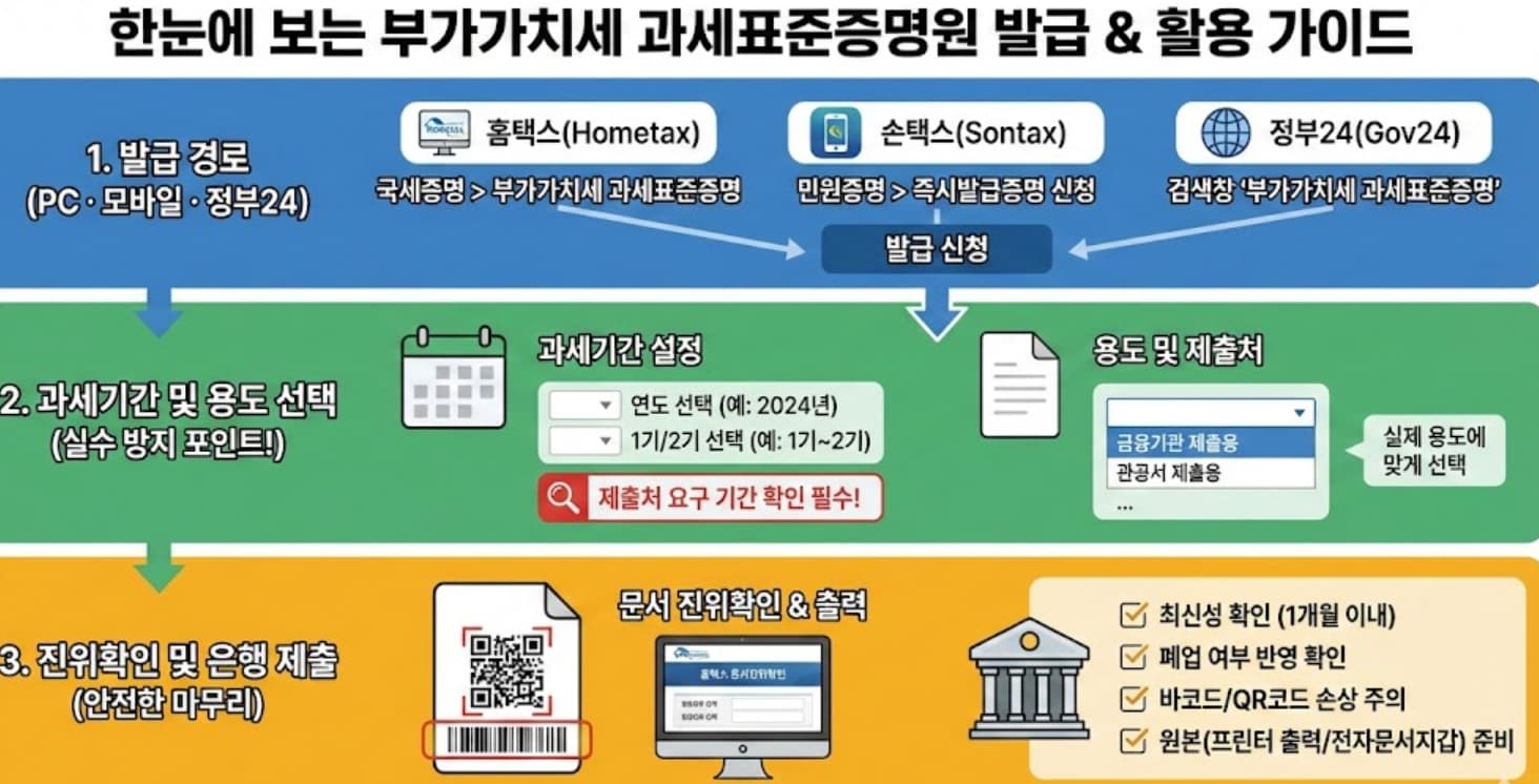 부가세 과세표준증명원 홈택스 발급 방법과 은행 제출 체크리스트