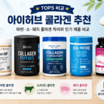 아이허브 콜라겐 추천 제품과 마린·소·돼지 콜라겐 차이를 설명한 인포그래픽