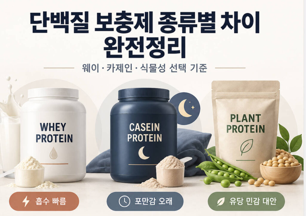 단백질 보충제 종류별 차이 완전정리 | 웨이·카제인·식물성 선택 기준